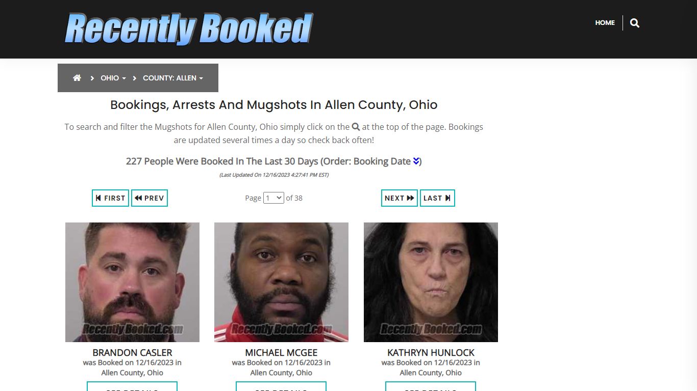 Recent bookings, Arrests, Mugshots in Allen County, Ohio - Recently Booked